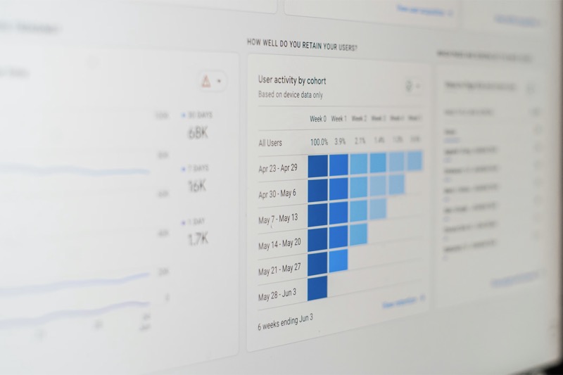 An analytics dashboard showing user activity by cohort